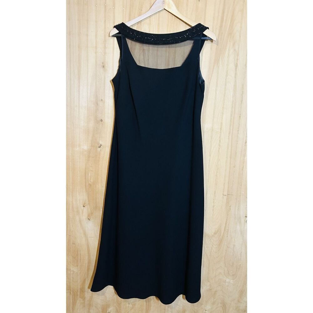 Jones Wear Dress Women’s Size 14 LBD Beaded Sheer Neckline Back Zipper NWT